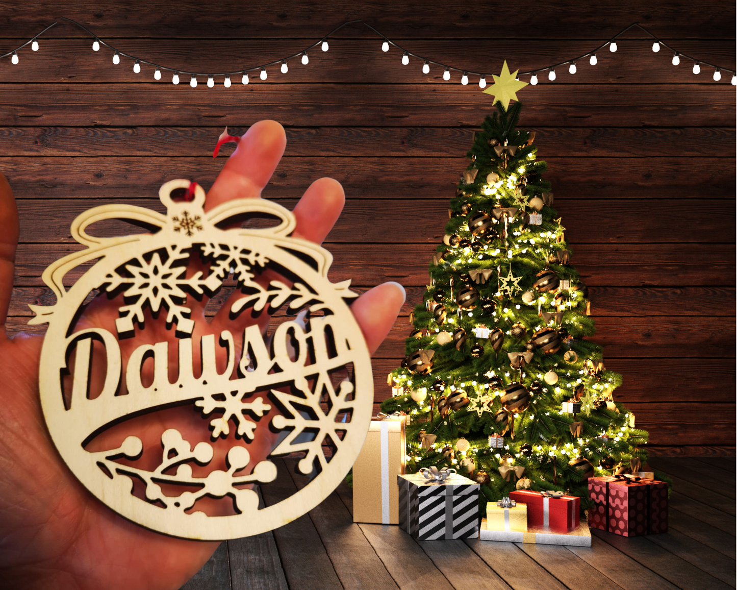 Personalized Canadian Maple Wood Name Christmas Ornament