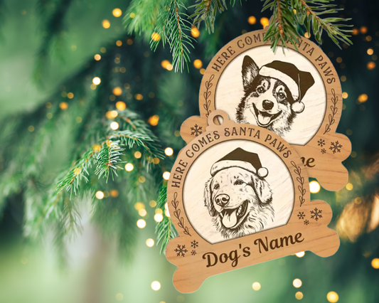 Personalized Dog Breed Christmas Ornament – Custom Name & Dog Breed Engraving | Handcrafted from Canadian Maple