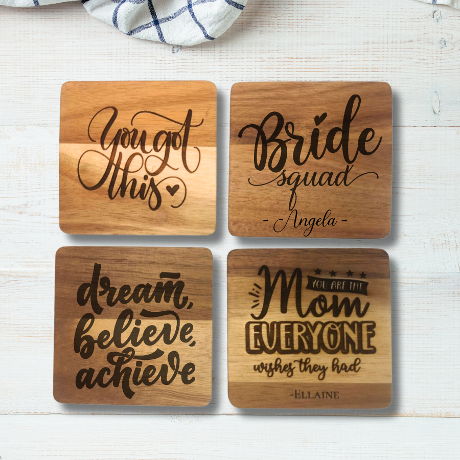 Engravable Acacia Wood Coaster (set of 4)