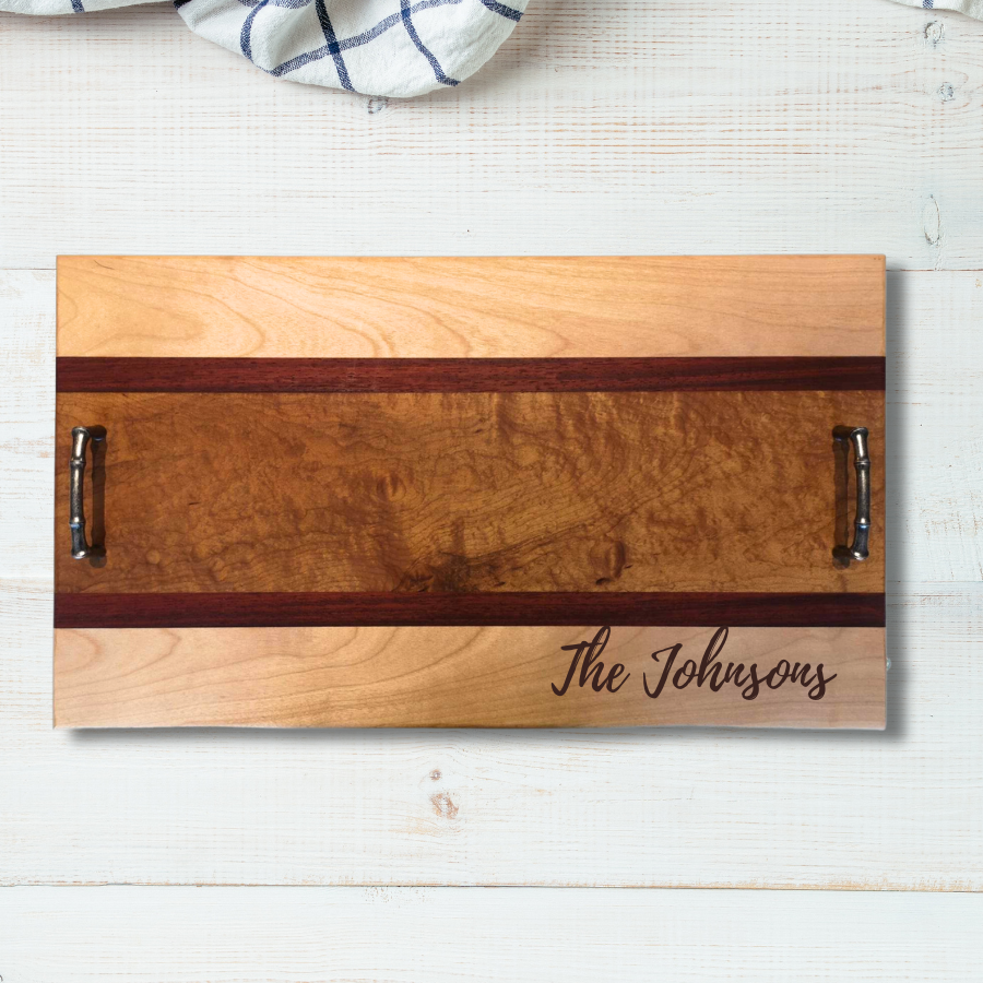 Engravable Maple & Rosewood Serving Tray
