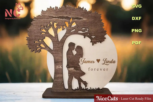 Personalized “Forever” Couple Under Tree Sign – Custom Made Romantic Wooden Decor with Names | Laser Cut Valentine’s, Wedding, or Anniversary Gift