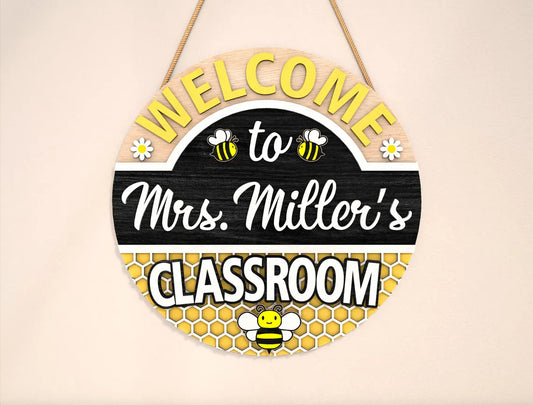 🐝 DIY Bee-Themed Classroom Door Hanger Kit – “Welcome to [Name]’s Classroom” | Paint-Your-Own Teacher Sign