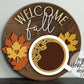 DIY Wooden Welcome Fall Door Sign Kit – Round Autumn Decor with Coffee & Leaves