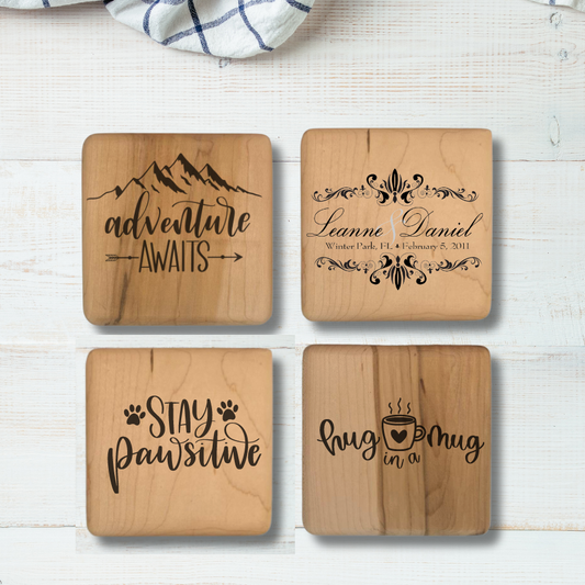 Engravable Maple Wood Coaster (set of 4)