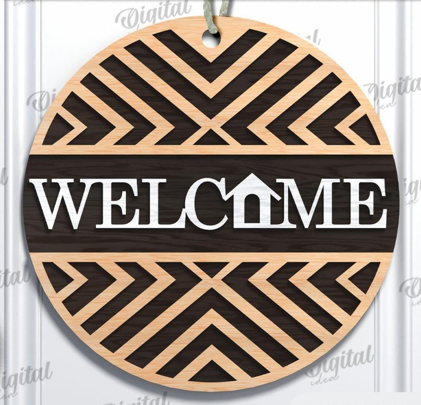 DIY Wooden Welcome Door Sign Kit – Minimalist Front Door Craft for Modern Home Decor
