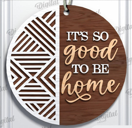 DIY Wooden Door Sign Kit – "It’s So Good to Be Home" with Modern Geometric Design