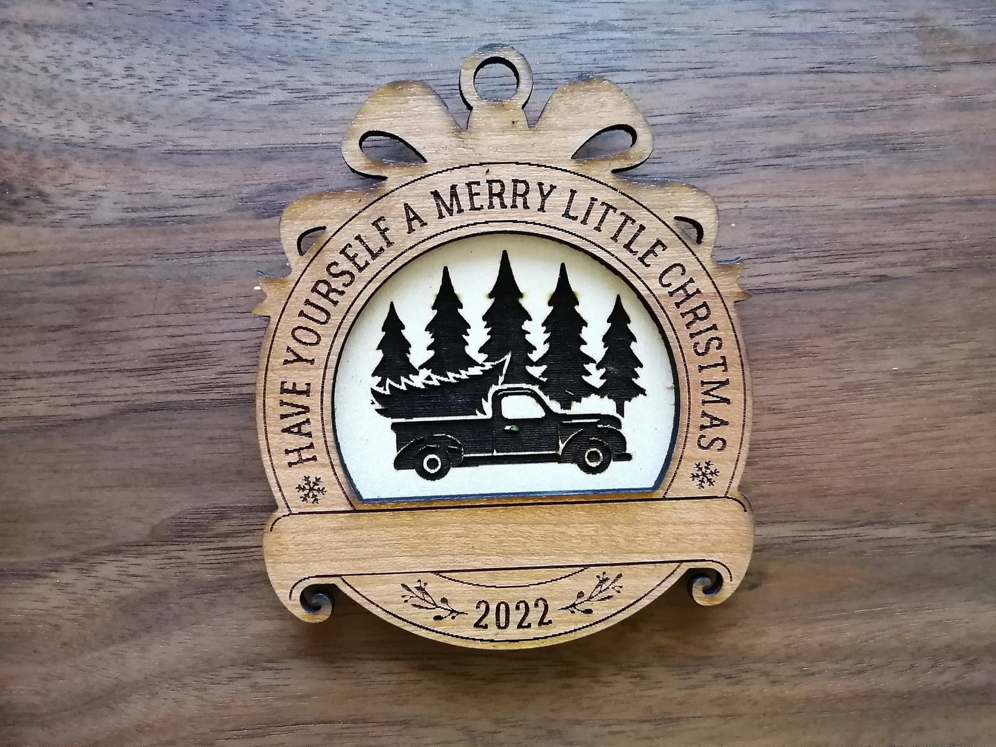 Custom made wooden christmas ornament